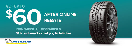 Michelin 4 Tire up to $60 Visa Rewards Card 11-07-2024 thru 12-08-2024